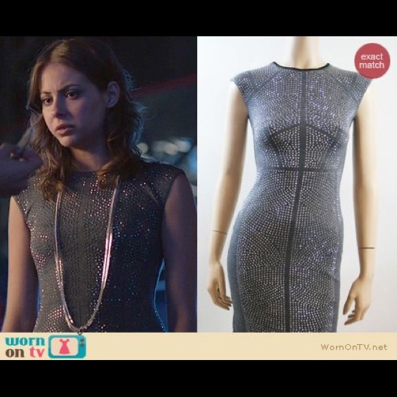 Rebecca Taylor Gossip Girl Grey RHINESTONE Bodycon Dress XS - Picture 3 of 3